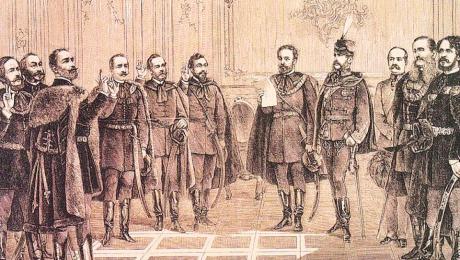 Kép: A kormány eskütétele 1867-ben (Forrás: cultura.hu)